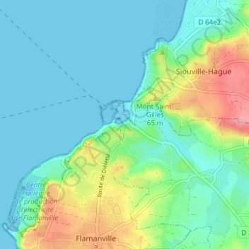 Mappa topografica Diélette, altitudine, rilievo