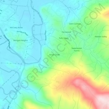 Mappa topografica Knob Creek, altitudine, rilievo