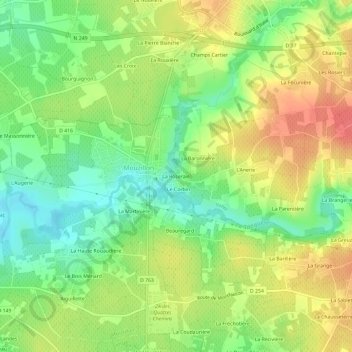 Mappa topografica La Roseraie, altitudine, rilievo