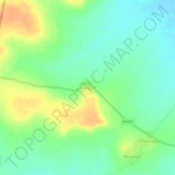 Mappa topografica Antapur, altitudine, rilievo