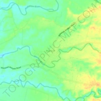 Mappa topografica Marbel, altitudine, rilievo