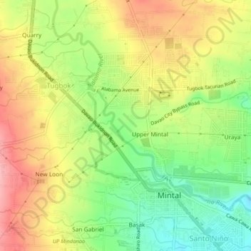 Mappa topografica Tugbok District, altitudine, rilievo