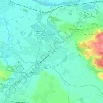 Mappa topografica En Toulze, altitudine, rilievo