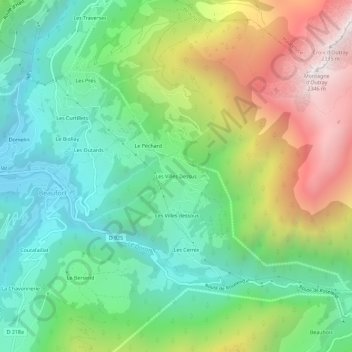 Mappa topografica Les Villes Dessus, altitudine, rilievo