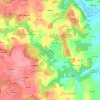 Mappa topografica Kergair, altitudine, rilievo