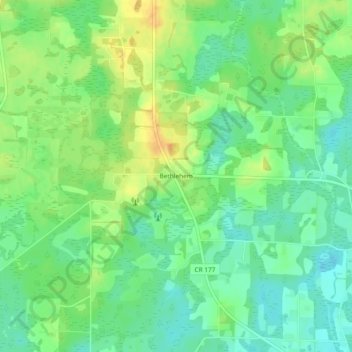 Mappa topografica Bethlehem, altitudine, rilievo