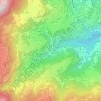 Mappa topografica Sorne, altitudine, rilievo