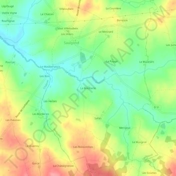 Mappa topografica La Bracherie, altitudine, rilievo