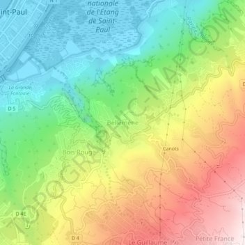 Mappa topografica Bellemène, altitudine, rilievo
