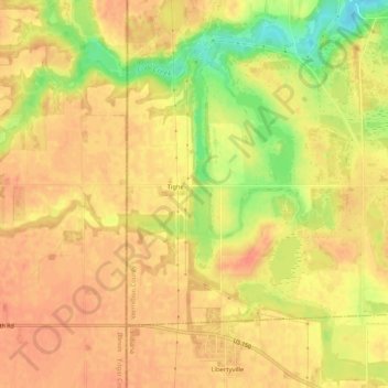 Mappa topografica Tighe, altitudine, rilievo