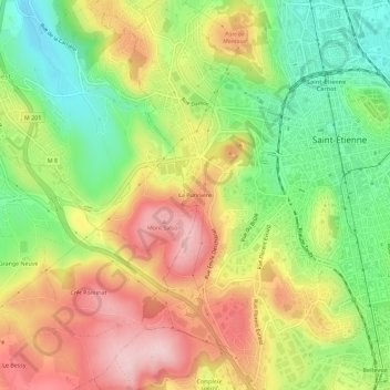 Mappa topografica La Purinière, altitudine, rilievo
