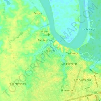 Mappa topografica San Pablo de Tushmo, altitudine, rilievo