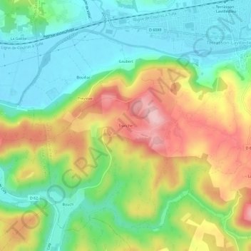 Mappa topografica Tranche, altitudine, rilievo