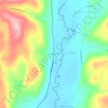 Mappa topografica Leonardsville, altitudine, rilievo