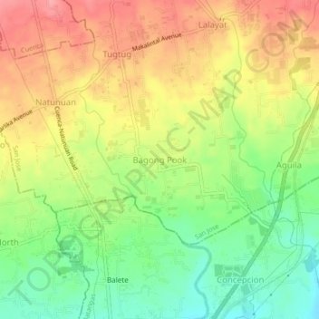 Mappa topografica Bagong Pook, altitudine, rilievo