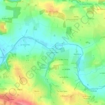 Mappa topografica La Guesdonnière, altitudine, rilievo