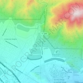 Mappa topografica Devil Canyon, altitudine, rilievo