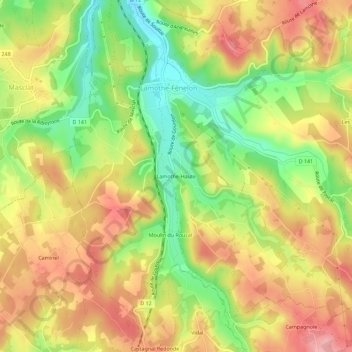 Mappa topografica Lamothe-Haute, altitudine, rilievo