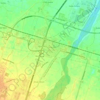 Mappa topografica Ponte Taro, altitudine, rilievo