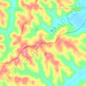 Mappa topografica Londonderry, altitudine, rilievo