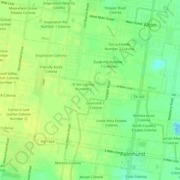 Mappa topografica West Sharyland, altitudine, rilievo