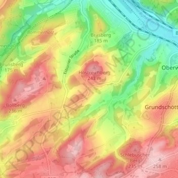 Mappa topografica Voßhöfen, altitudine, rilievo