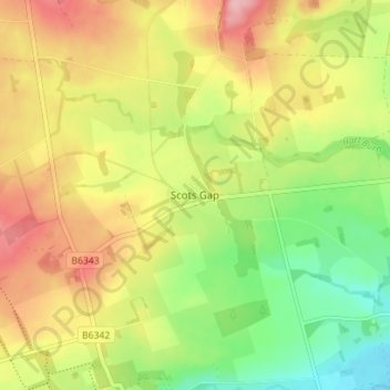 Mappa topografica Scots Gap, altitudine, rilievo