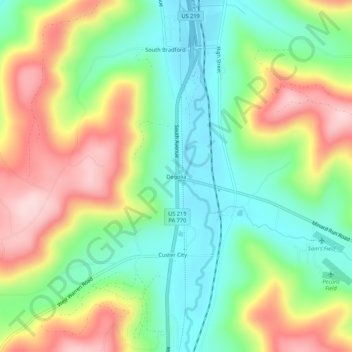Mappa topografica Degolia, altitudine, rilievo