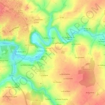 Mappa topografica La Foucherie, altitudine, rilievo