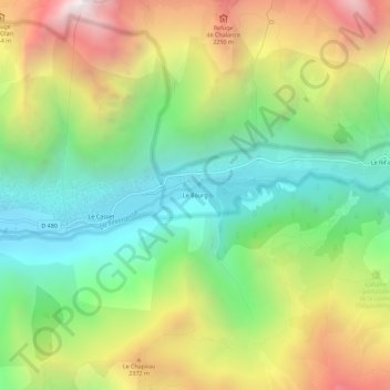 Mappa topografica Le Bourg, altitudine, rilievo