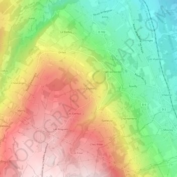 Mappa topografica Le Châble, altitudine, rilievo