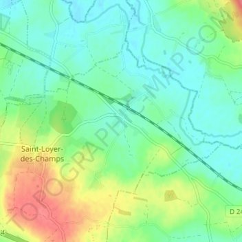 Mappa topografica Tercey, altitudine, rilievo