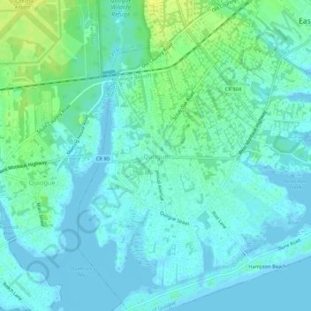 Mappa topografica Quogue, altitudine, rilievo