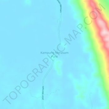 Mappa topografica Kampung Merasam Parit, altitudine, rilievo