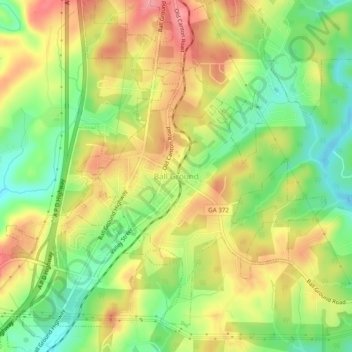 Mappa topografica Ball Ground, altitudine, rilievo