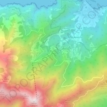 Mappa topografica Il Tasso, altitudine, rilievo