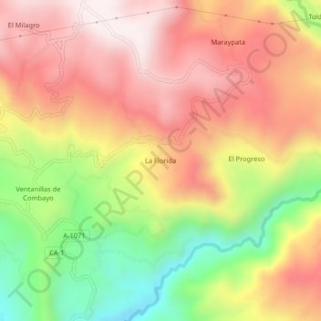 Mappa topografica La Florida, altitudine, rilievo