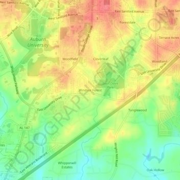 Mappa topografica Windsor Forest, altitudine, rilievo