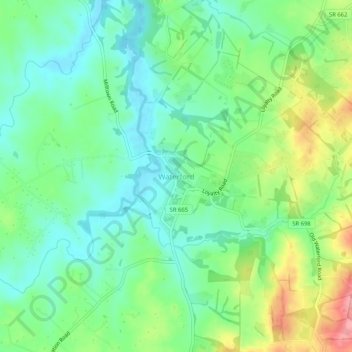 Mappa topografica Waterford, altitudine, rilievo