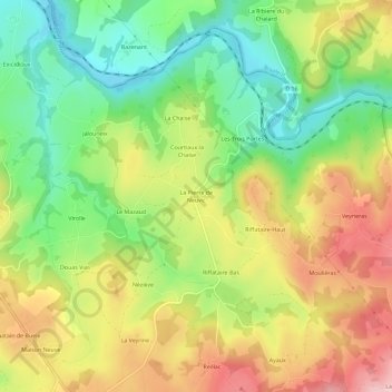 Mappa topografica La Pierre de Neuvic, altitudine, rilievo