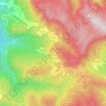 Mappa topografica Cecafumo, altitudine, rilievo