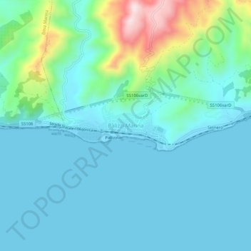 Mappa topografica Palizzi Marina, altitudine, rilievo