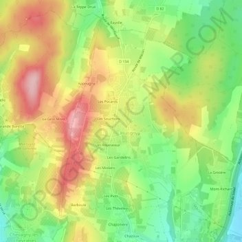 Mappa topografica Les Lombards, altitudine, rilievo