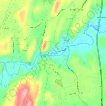 Mappa topografica Rosendale, altitudine, rilievo