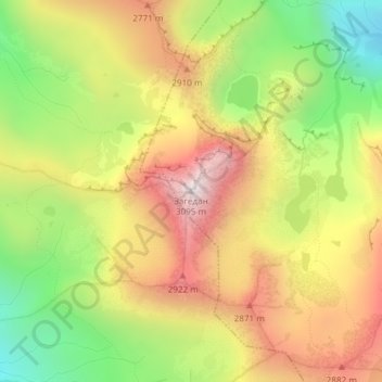 Mappa topografica Загедан, altitudine, rilievo