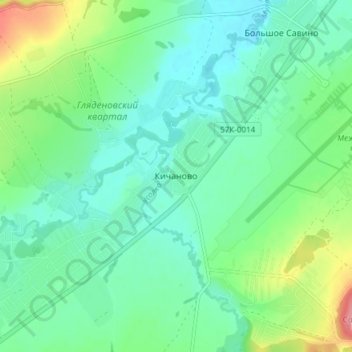 Mappa topografica Kitsjanovo, altitudine, rilievo