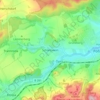 Mappa topografica Schlettwein, altitudine, rilievo