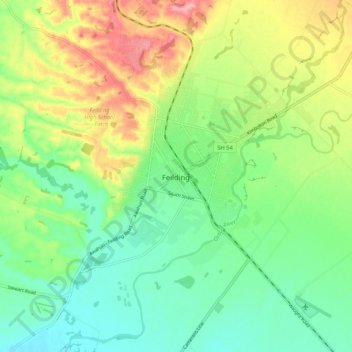 Mappa topografica Feilding, altitudine, rilievo