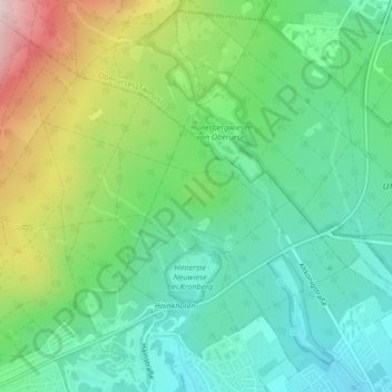 Mappa topografica Hünerberg, altitudine, rilievo