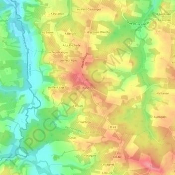 Mappa topografica Au Chiro, altitudine, rilievo